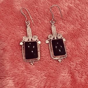 Amethyst and Silver Earings,  Middle Eastern, handmade.